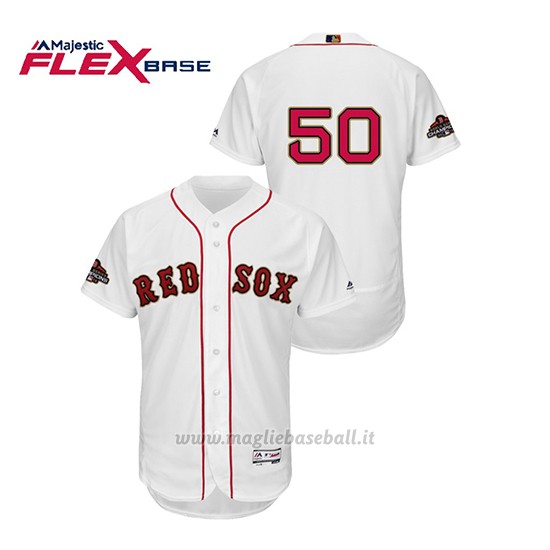 Maglia Baseball Uomo Boston Red Sox Mookie Betts 2019 Gold Program Flex Base Bianco
